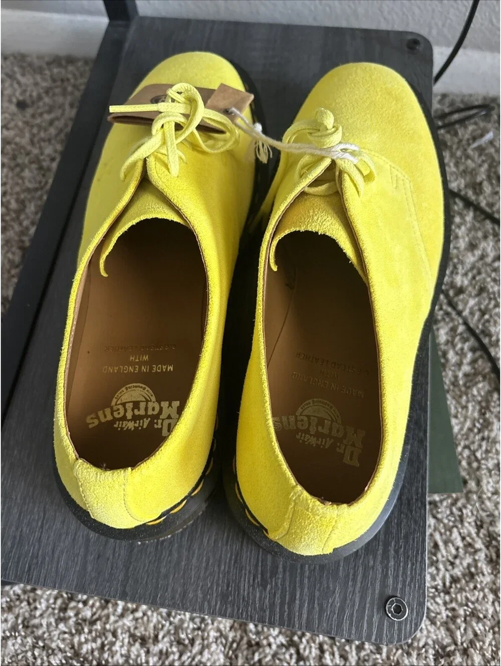 Dr Martens 1461 Made in England Buck Suede Oxford Shoe Yellow Men's US Size 8